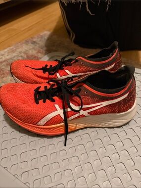 Asics Red-Orange Running Sneakers with White Logo